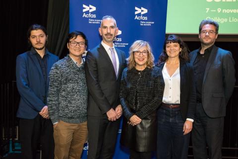 Une partie de l'équipe des scientifiques invitées et invités 26e Forum international Sciences Société organisé par l’Acfas dont les 3 venant de France : Magali Talandier, Thanh Nhat Pham et Sylvain Delouvée